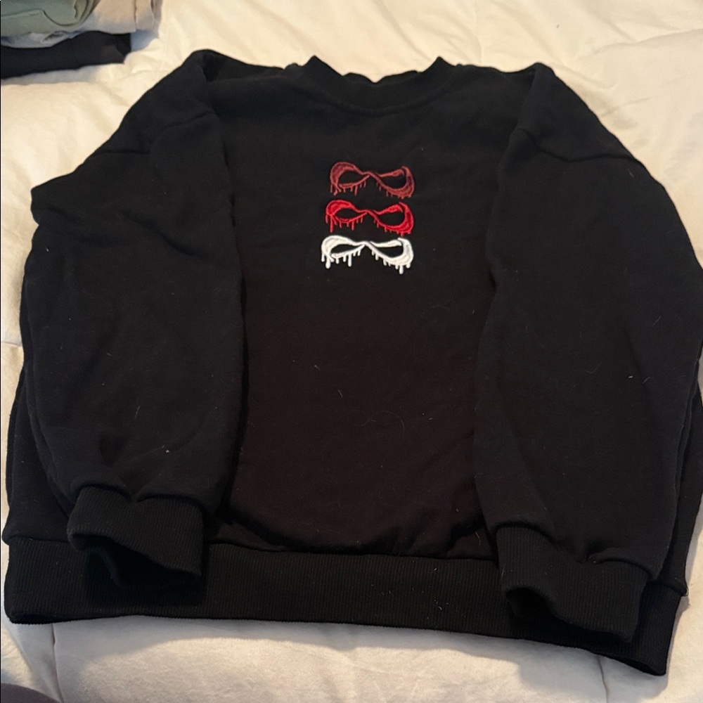 Stacked Dripping Logo Crewneck Sweater in Black